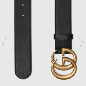 Gucci Black Leather Double G Buckle Belt 75CM